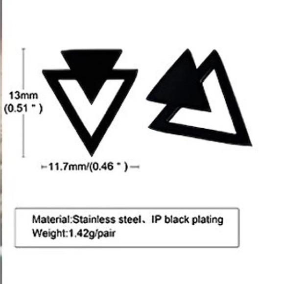 Men Stud Earring ,Triangle Pierced Stud Earrings,Stainless Steel - Picture 3 of 3